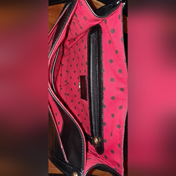 Cavalcanti Italian Black Leather Purse w/Burgundy Calf Hair Like New Condition - Picture 4 of 8